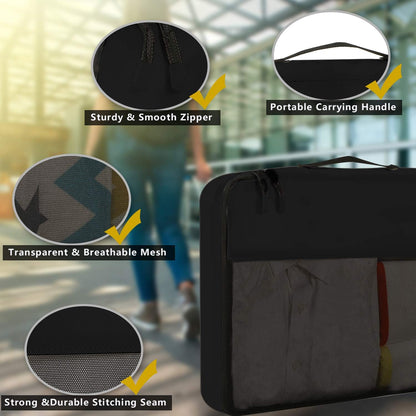 6 Set / 8 Set Packing Cubes Luggage Packing Organizers for Travel Accessories (6 Set Black)