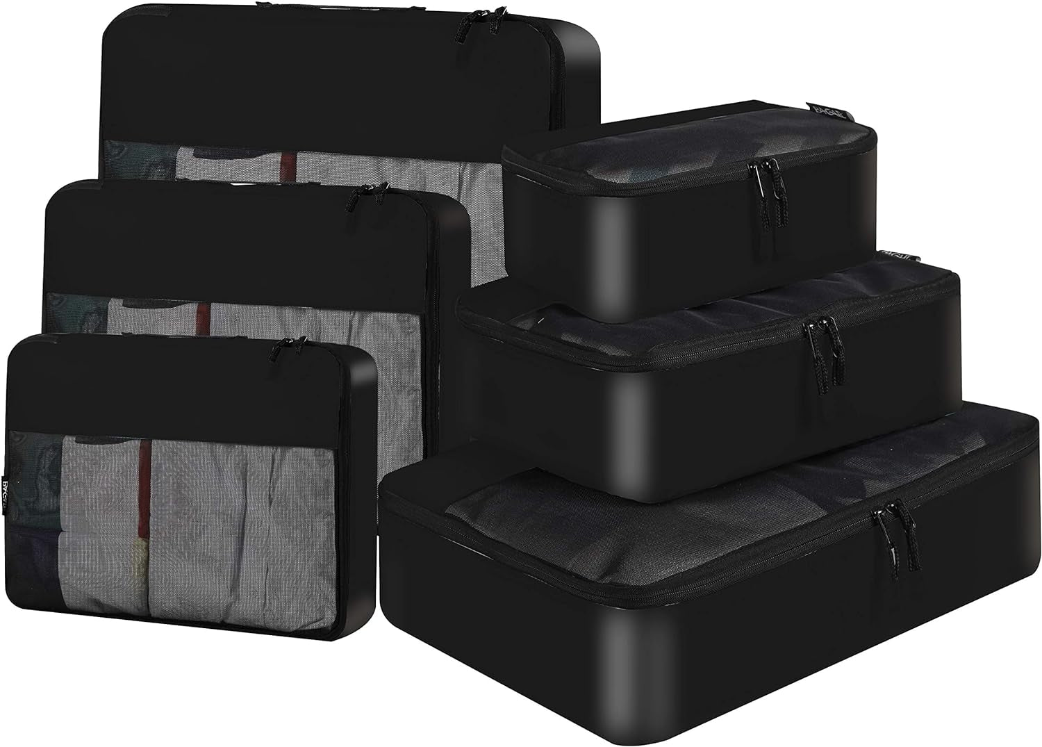 6 Set / 8 Set Packing Cubes Luggage Packing Organizers for Travel Accessories (6 Set Black)