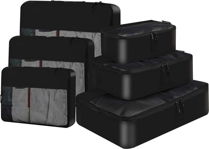 6 Set / 8 Set Packing Cubes Luggage Packing Organizers for Travel Accessories (6 Set Black)